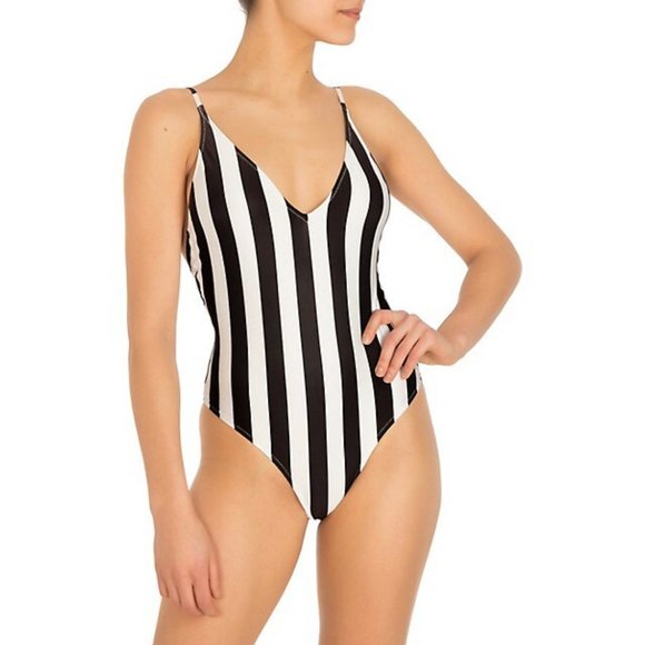 NWT Guess Striped High-Cut One Piece Swimsuit - Picture 1 of 4